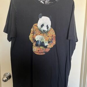 Black LRG graphic tee with panda design